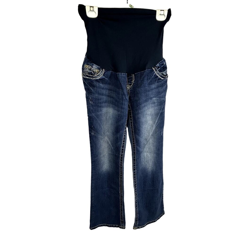 SKU 2129 WallFlower Maternity Blue Denim Bootcut Jeans Size Medium embellished